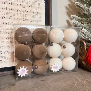 Hobby Lobby Ivory Flocked Velvet Ornaments (2 Sets)
